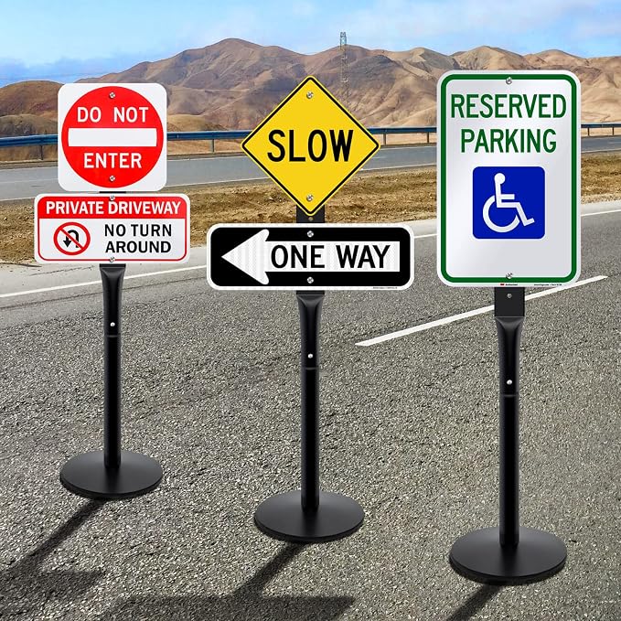Heavy Duty Parking Sign Base Cast Iron 48" Parking Sign Post, Heavy Duty Cast - Image 2
