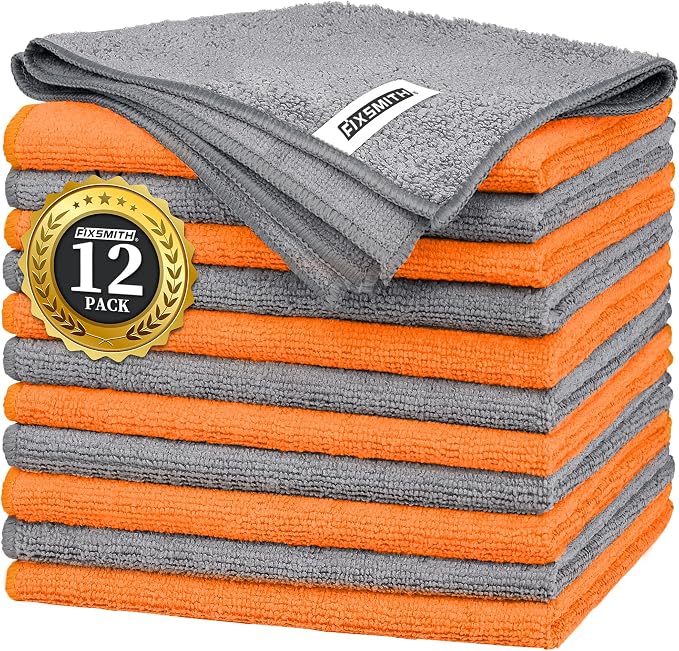 FIXSMITH Microfiber Cleaning Cloth -Pack of 12, Highly Absorbent Cleaning Rags by FIXSMITH