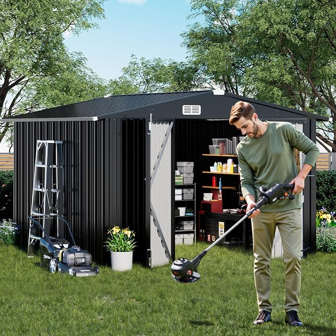 COMHOMA Shed Outdoor Storage Shed Metal, Lockable Doors Tool Sheds - Image 5