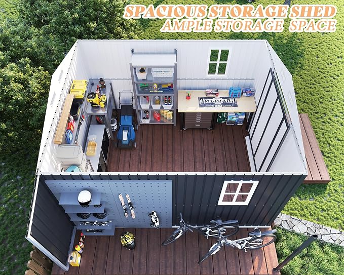 Jocisland 10.6x10.3x6.3 FT Galvanized Metal Storage Shed - Image 4