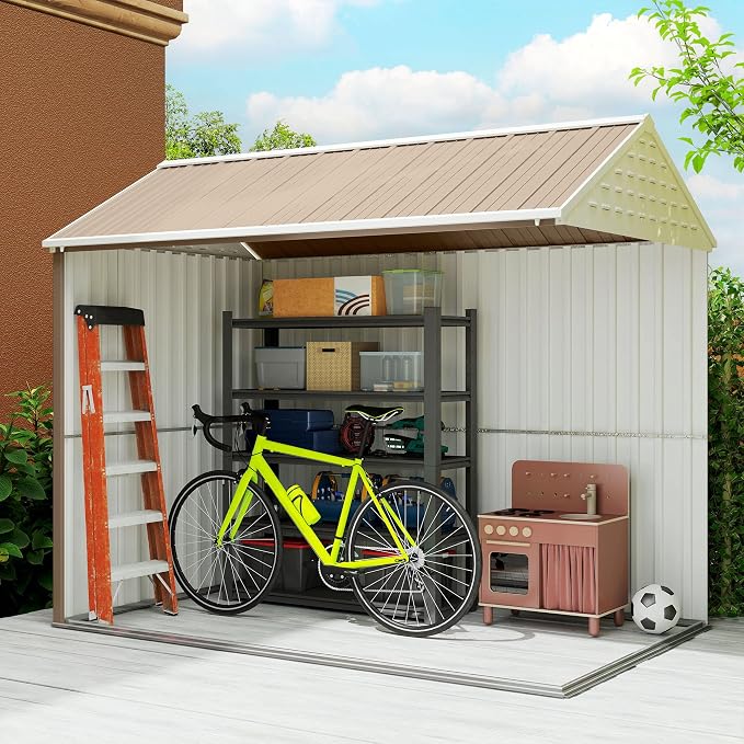 Outsunny 8' x 6' Outdoor Storage Shed, Metal Garden Shed - Image 9