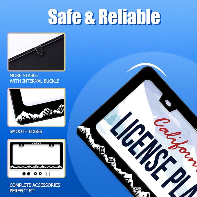 Moon Phase License Plate Frame Mountains Forest License Plate Stainless Steel - Image 2