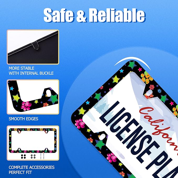 Colorful Animal Paw and Star License Plate Frame Colorful License Plate - Image 2