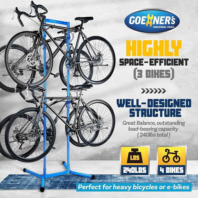 4 Bike Storage Rack Garage, Freestanding Gravity Bicycle Rack - Image 2
