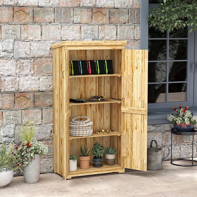 Outsunny Wooden Garden Shed, Outdoor Storage Cabinet - Image 2