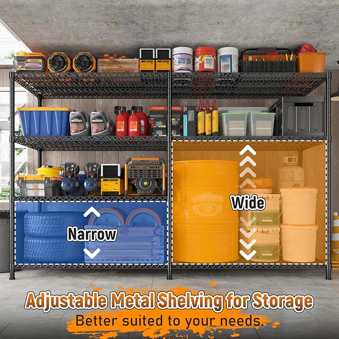 REIBII 81.5''W Storage Shelves 3680LBS Garage Shelving Heavy Duty 4 Tier Metal - Image 6