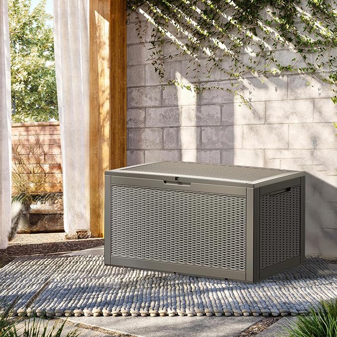 100 Gallon Lockable Resin Deck Box, Waterproof & UV-Resistant Outdoor Storage - Image 4
