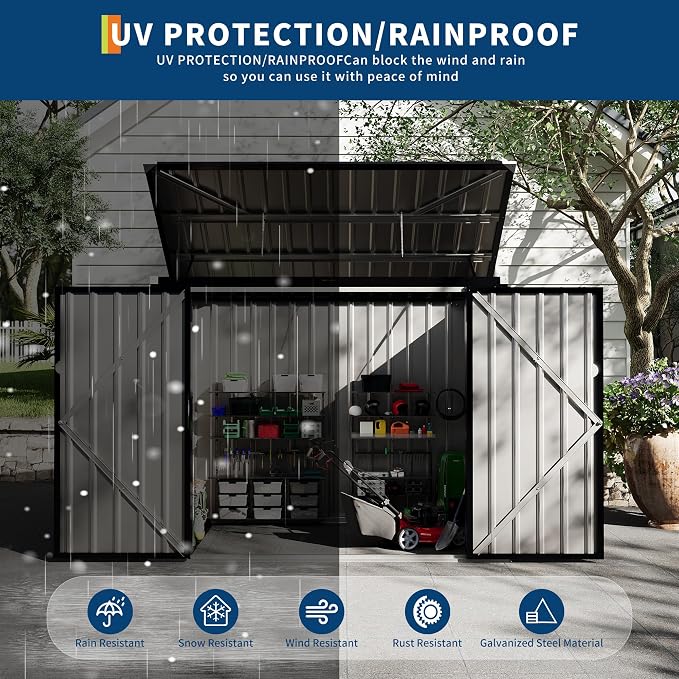 Outdoor Trash Can Storage 2 Binsgarbage Bin Storage Shed, 3x6 FT Garbage Bin - Image 4