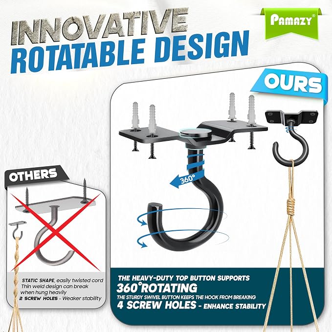 4Pcs 200LBS Rotatable Ceiling Hooks - Image 3