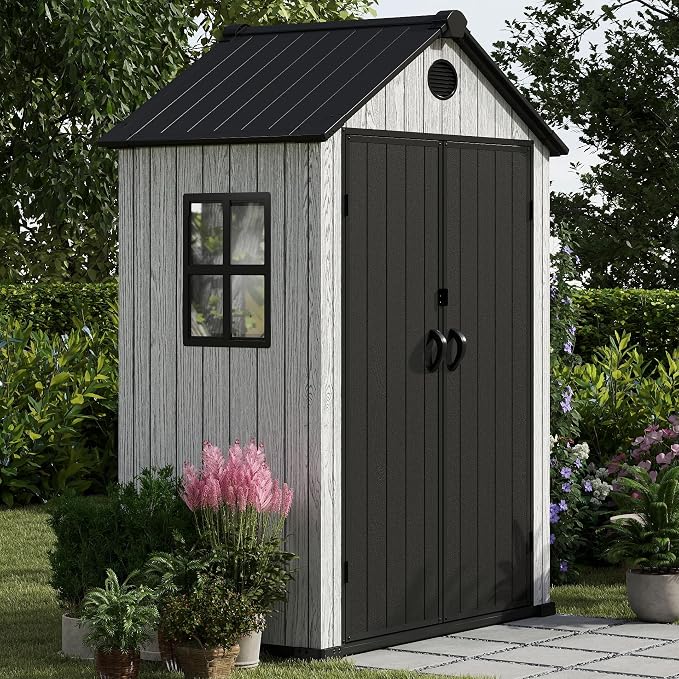 5.3x3.4 FT Resin Outdoor Storage Shed, 135 Cuft Garden Tool Sheds & Outdoor - Image 5
