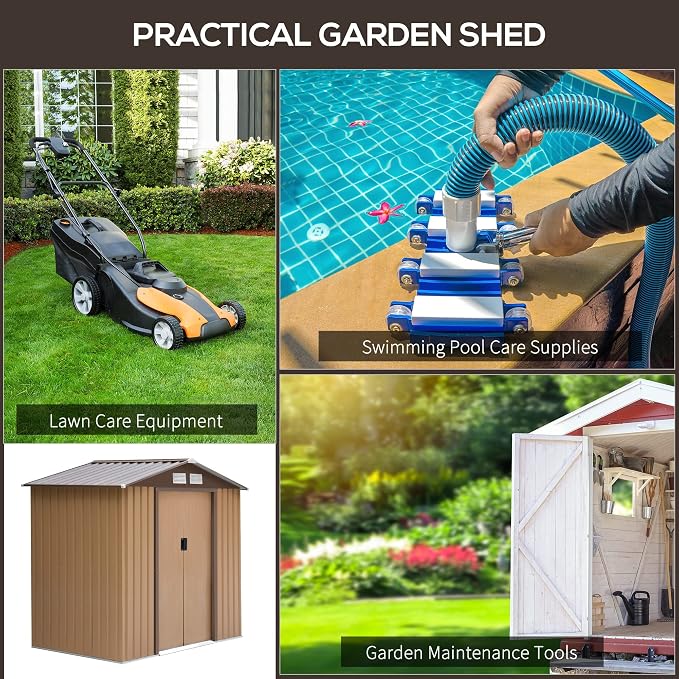 Outsunny 7' x 4' Outdoor Storage Shed, Garden Tool Metal Shed - Image 5