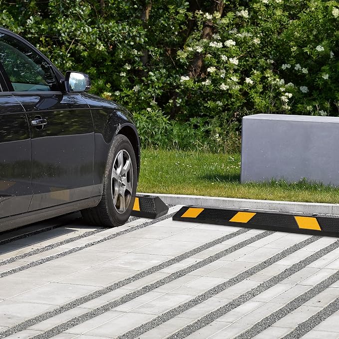 2-Pack 72" Rubber Parking Curb, Heavy Duty Long Garage Floor Wheel Stopper - Image 7