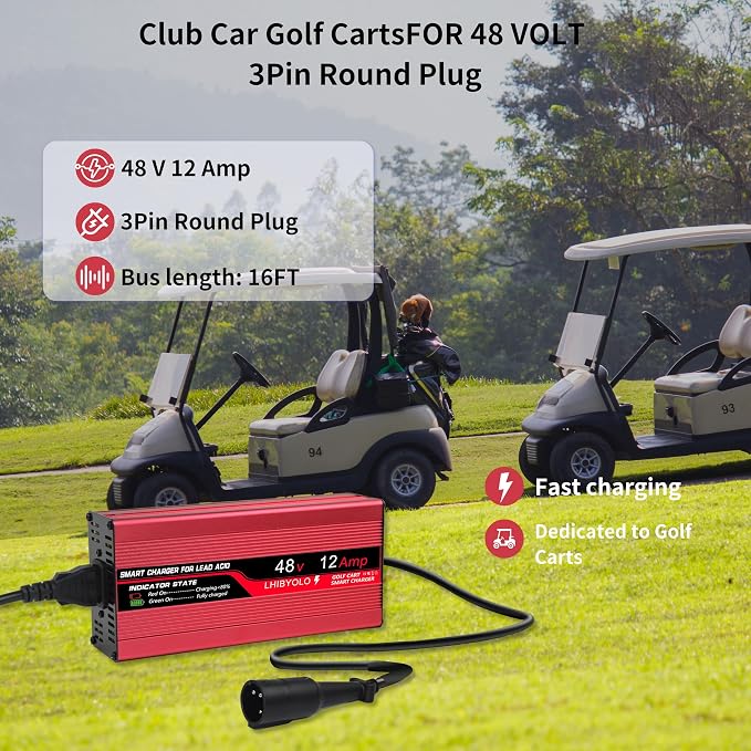 48V Golf Cart Battery Charger for 12A Club Car, - Image 2