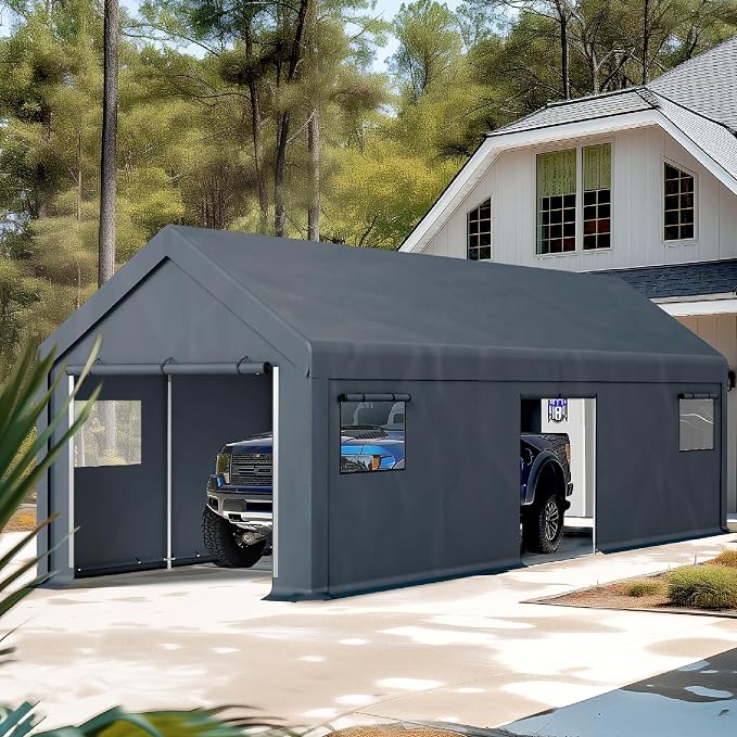 PHI VILLA 13'x24'x9.6' Outdoor Portable Storage Shelter Shed Garage - Image 2