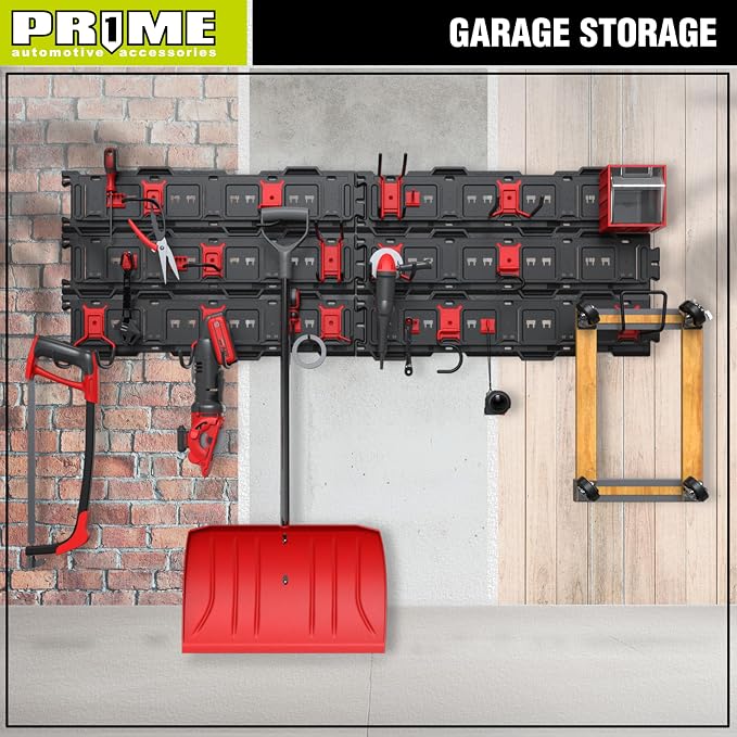 PR1ME 11 pcs Garage Storage Wall Mount Organizer Kit, Garage Storage Wall Rails - Image 6