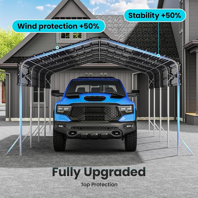 Heavy Duty Metal Carport – Sturdy Structure, All-Weather Protection, Easy - Image 4