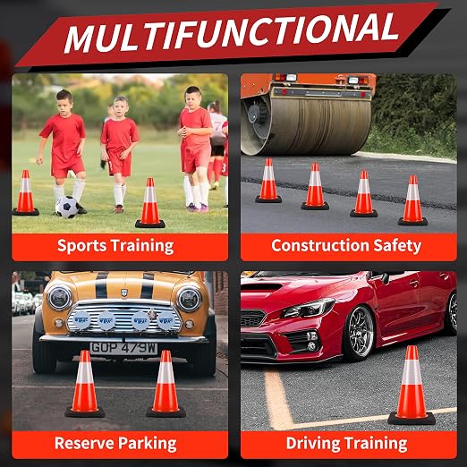 Traffic Cones 18 inch 6 Pack Heavy Duty Safety Cones Orange - Image 6