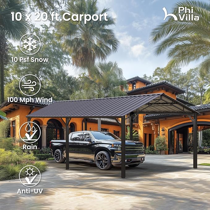 PHI VILLA 10 x 20 ft Carport Metal Carports - Image 5
