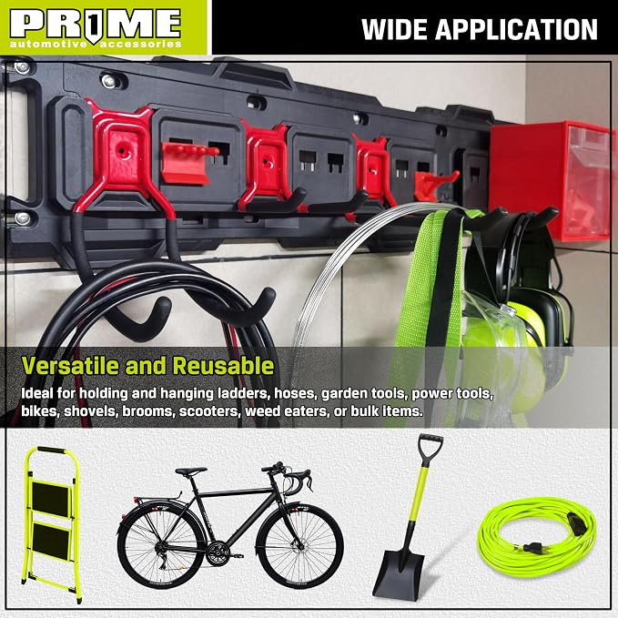 PR1ME 11 pcs Garage Storage Wall Mount Organizer Kit, Garage Storage Wall Rails - Image 9