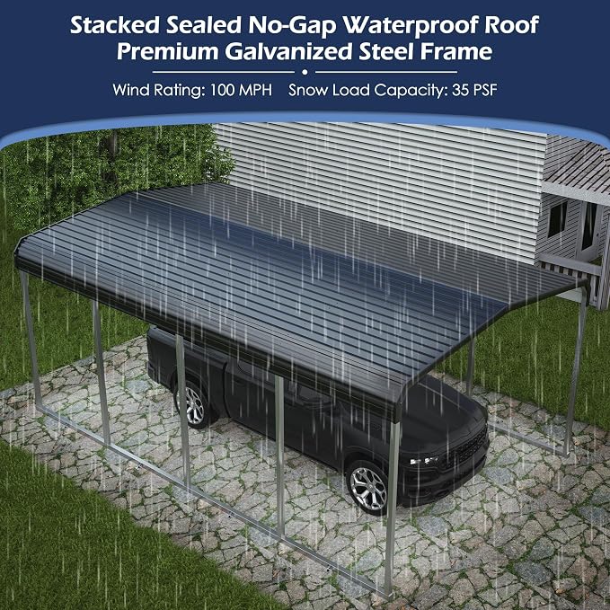 Xilingol 12x20 FT Metal Carport, Heavy Duty Carport Canopy - Image 2