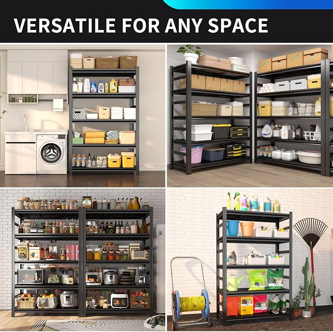 72" H Metal Garage Shelving Unit, 5-Tier Adjustable Garage Storage Shelves - Image 7