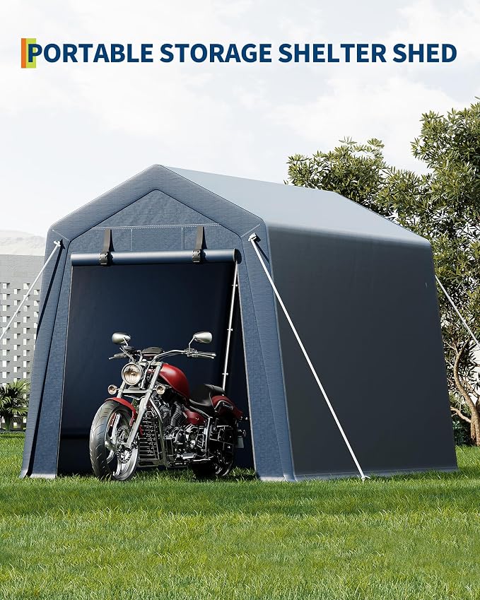 6x8 FT Outdoor Storage Shed, Portable Carport - Image 4