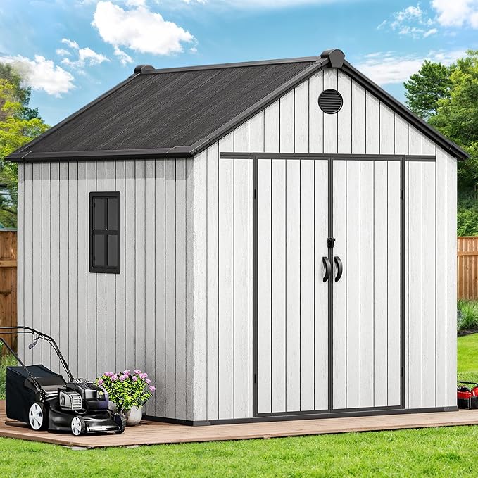 YITAHOME Large Resin Shed with Floor, Windows & Vents, 7.3 x 7.3 ft by YITAHOME