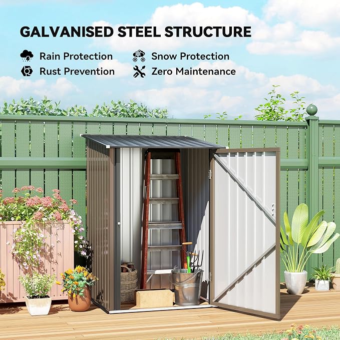 Outsunny 3.3' x 3.4' Outdoor Storage Shed, Metal Garden Tool House - Image 2