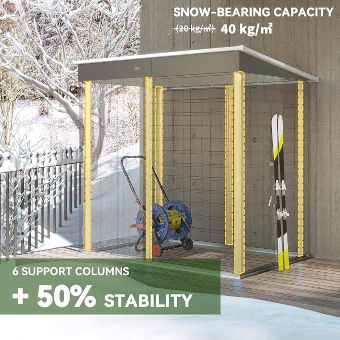 Outsunny 6' x 4' Outdoor Storage Shed, Metal Garden Tool Shed - Image 3