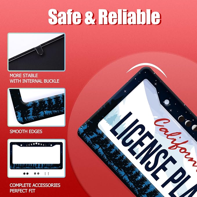 Moon Phase Forest Night License Plate Frame Moon License Plate Frames Stainless - Image 2