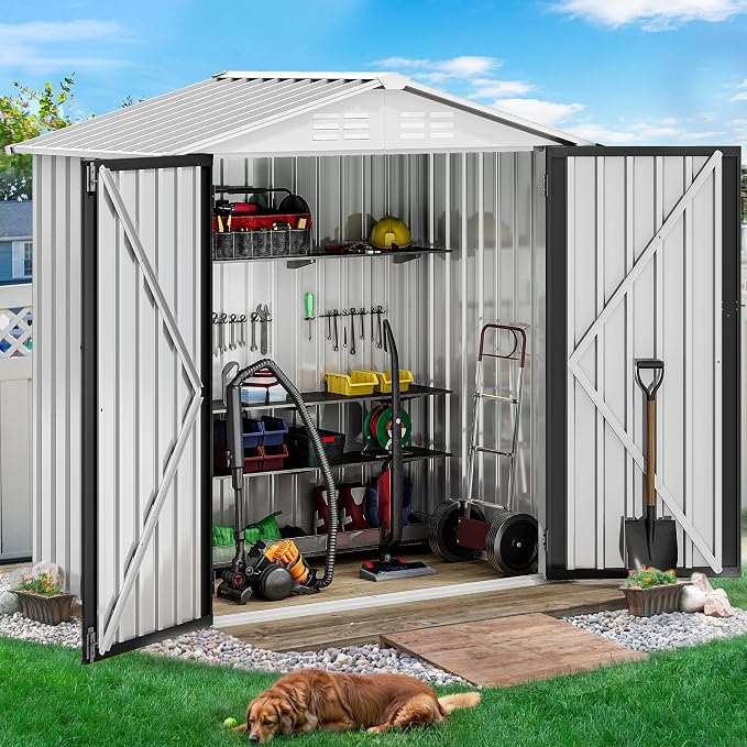 DWVO 6x4ft Metal Outdoor Storage Shed, Waterproof Tool Shed Heavy-Duty Storage - Image 3