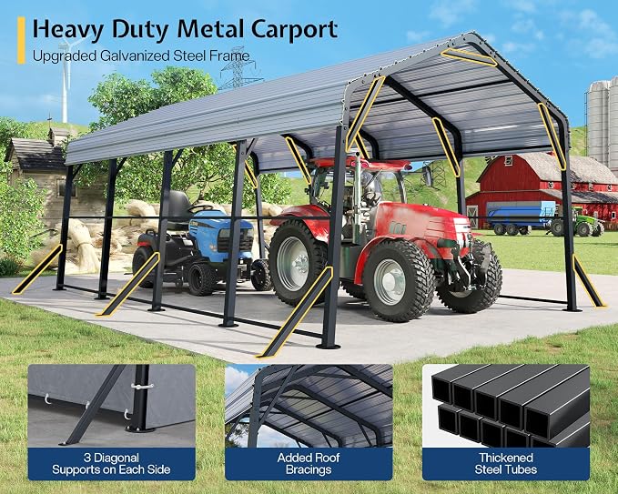 Jocisland 12x20x10.5 FT Metal Carport - Image 4