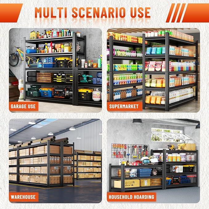 54''H Heavy Duty Metal Shelving Unit, 2000 lbs Total Capacity, Dual-Layer Column - Image 9