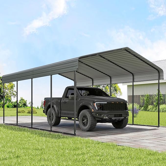 Real Relax 12x20FT Heavy Duty Metal Carport, Outdoor Carport Canopy by RealRelax