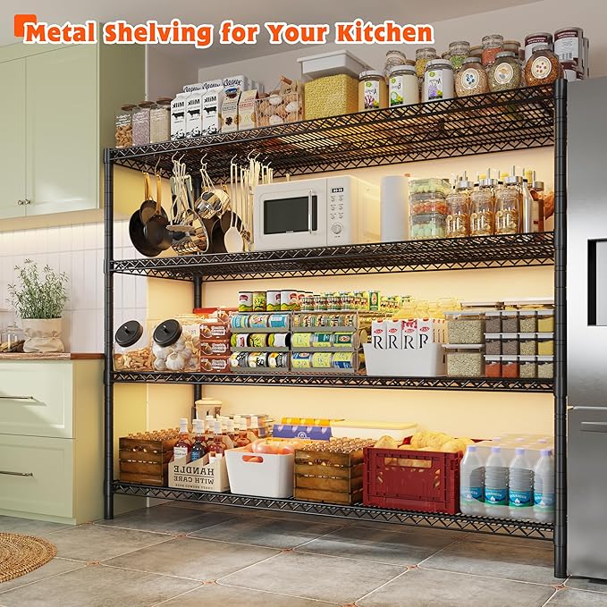 REIBII 60" W ×24" D×65.3" H, 4 Tier Wire Shelving 2878LBS Heavy Duty Steel - Image 2