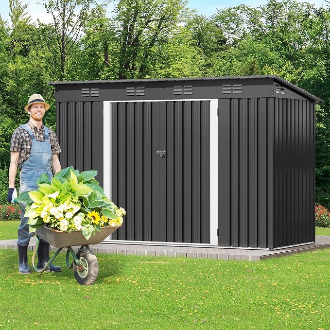 DWVO 9.1x4.2ft Metal Outdoor Storage Shed - Image 3