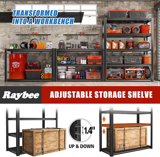 Raybee 5-Tier Industrial Heavy Duty Storage Shelving, 2000LBS Capacity - Image 6