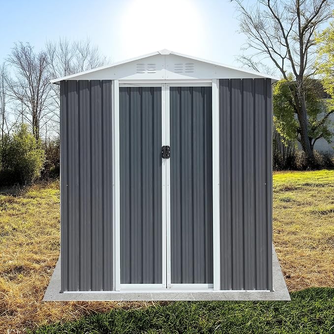 6x4 FT Outdoor Metal Storage Shed, Waterproof Outside Garden Sheds w/Lockable by Unknown