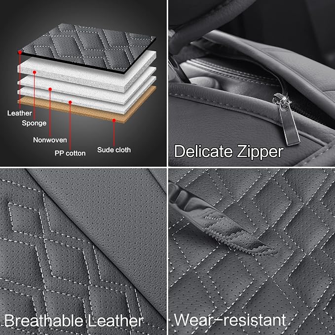 Pariitadin Leather Car Seat Covers Front Pair, Waterproof Breathable Faux - Image 6