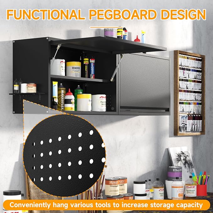 Metal Wall Cabinet with Up-flip Door, Metal Wall Storage Cabinet with - Image 6