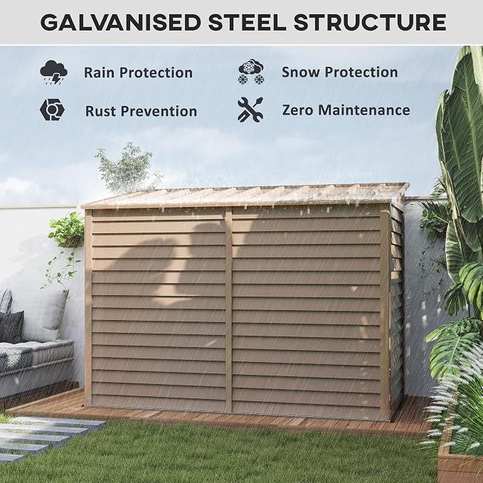 Outsunny 4.6' x 9' Steel Outdoor Storage Shed, Lean to Shed, Metal Tool House - Image 2