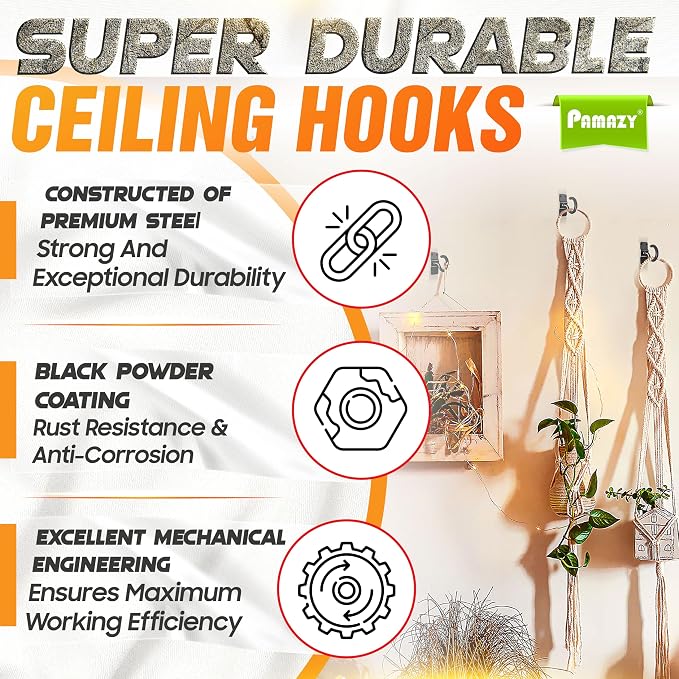 2Pcs 200LBS Rotatable Ceiling Hooks - Image 4