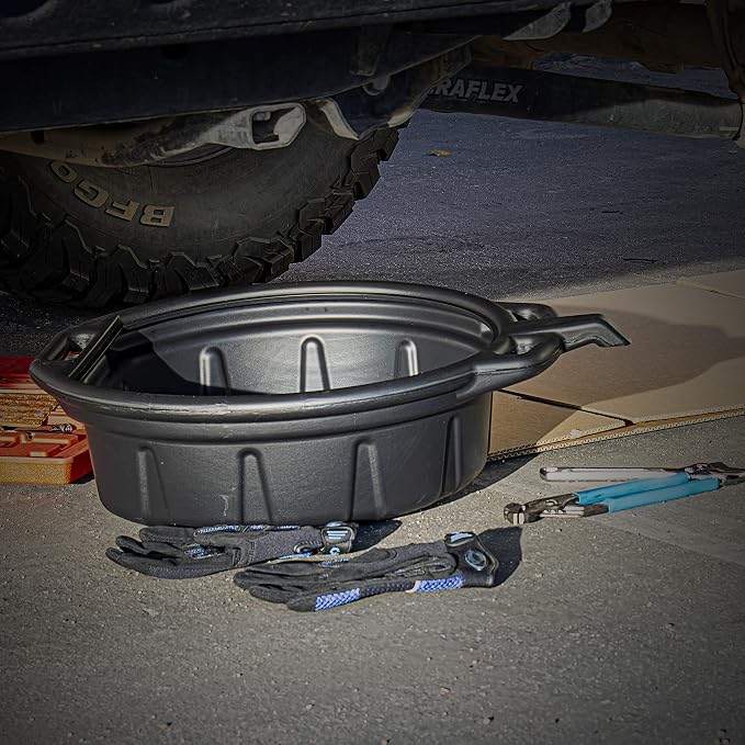 NEIKO 20762A Oil Drain Pan | Black Plastic Anti Splash | Motor Oil Drip Catcher - Image 6
