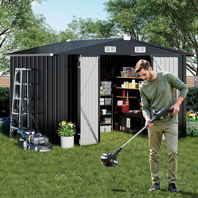COMHOMA Shed Outdoor Storage Shed Metal, Lockable Doors Tool Sheds - Image 8