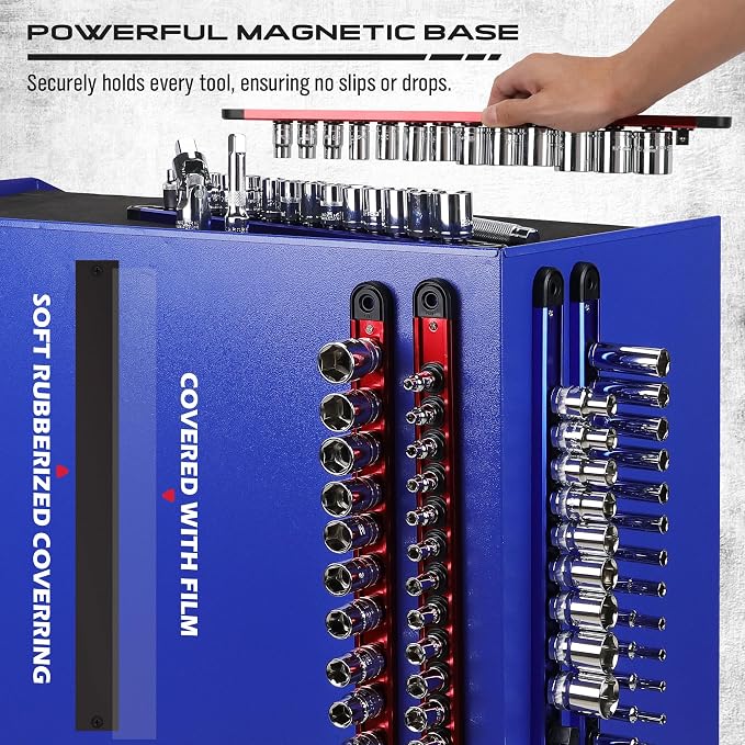 Magnetic Socket Holder Organizer Set: 6-Piece Detachable 1/4, 1/2 Socket Trays - Image 4