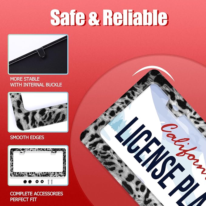 Beautiful Leopard Print License Plate Frame Cheetah Print Texture License Plate - Image 4