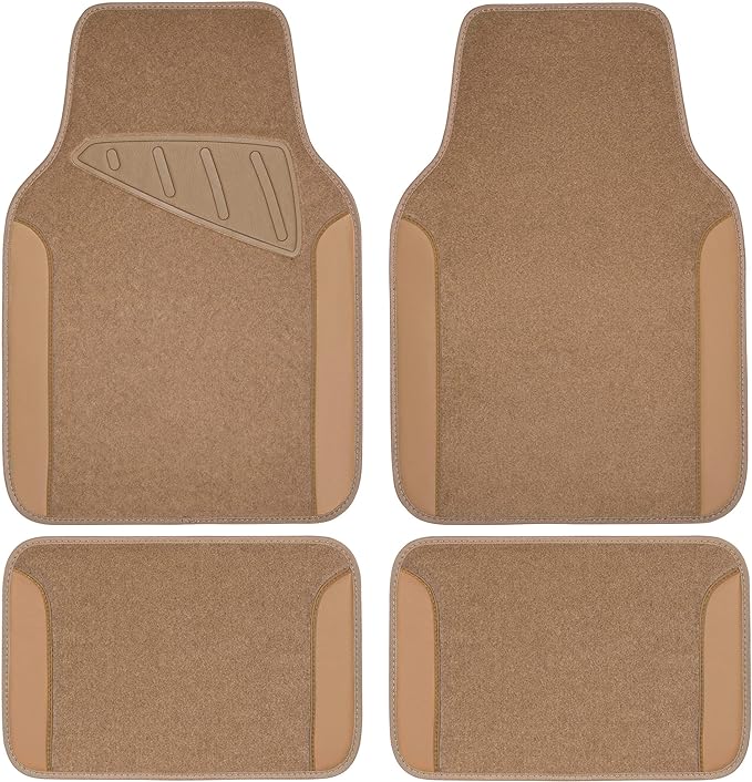 CAR PASS Beige Leather & Waterproof Car Carpet Floor Mats, Universal Car Mats by CARPASS