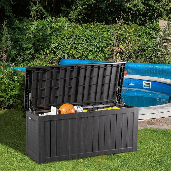 200 Gallon Lockable Resin Deck Box, Waterproof & UV-Resistant Outdoor Storage - Image 4
