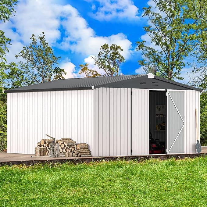 U-MAX 10' x 10' Shed Outdoor Storage Shed Clearance, Large Metal Garden Shed - Image 3