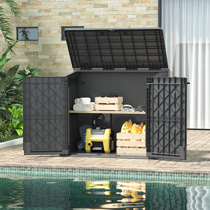 Outdoor Storage Shed 36 Cu. Ft. Resin Garden Horizontal Storage Large Capacity - Image 8